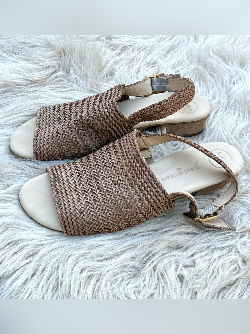 Paul Green NWOT Helena Woven Slingback Low Heel Sandals Sz 10 - Picture 2 of 9